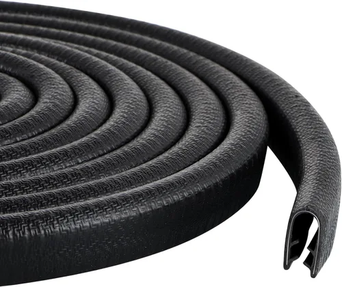 Protector de borde de goma de 10 pies/9.8 ft, protector de borde de puerta sin adhesivo, tira de sellado de borde en forma de U con clips de metal
