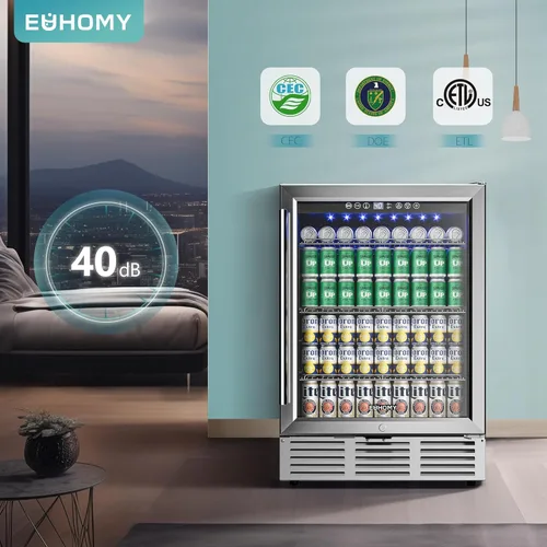 Miniatura 6 de EUHOMY Refrigerador de bebidas de 24 pulgadas, enfriador de bebidas integrado para 180 latas, refrigerador de cerveza debajo del mostrador