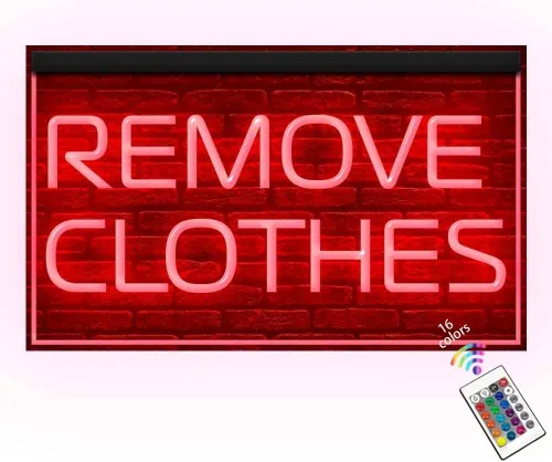 180086 Remove Clothes Laundry Room Rules Decor Display LED Light Letrero de neón (12 x 8 pulgadas, 16 colores por control remoto)