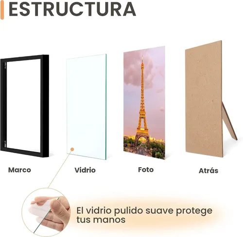 Miniatura 3 de upsimples - Juego de 3 marcos de fotos de 4 x 6, hechos de cristal de alta definición para 4 x 6, marcos de fotos con borde delgado para exhibición
