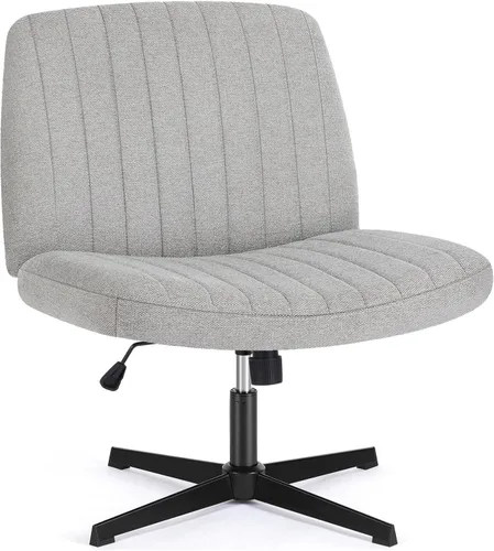 Miniatura 14 de DUMOS Silla de escritorio sin ruedas, silla cruzada ancha con patas cruzadas, silla de tocador de escritorio de oficina, sillas giratorias