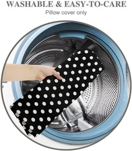 Miniatura 6 de Funda de almohada corporal de lunares en blanco y negro, funda de almohada larga abstracta con cremallera, funda de almohada decorativa suave