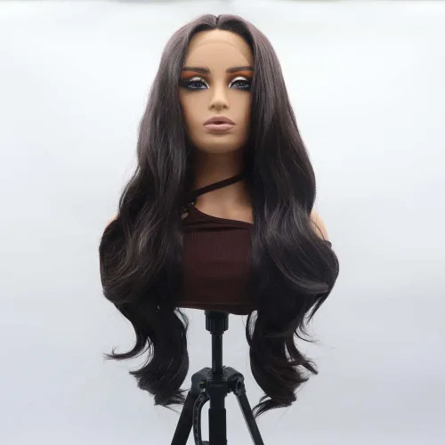Miniatura 21 de 1001 #Color sintético rubio blanco encaje frente pelucas para mujeres pelo rubio platino largo cuerpo onda peluca resistente al calor fibra larga