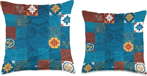 Miniatura 3 de Marvel Ms Kamala Khan - Almohada de patchwork, 16 x 16 pulgadas, multicolor