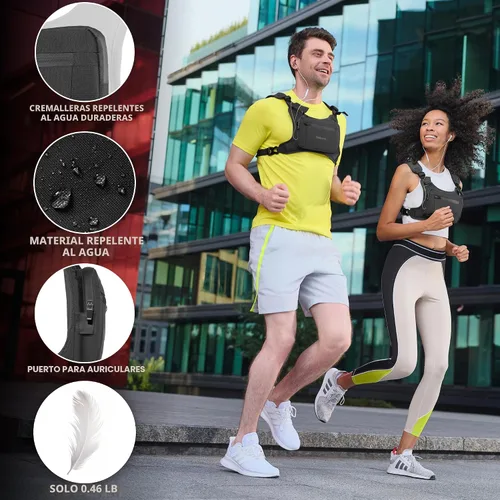 Miniatura 3 de Trailoom Paquete de cofre para correr, chaleco reflectante, repelente al agua, soporte para teléfono, bolsa de entrenamiento para corredores