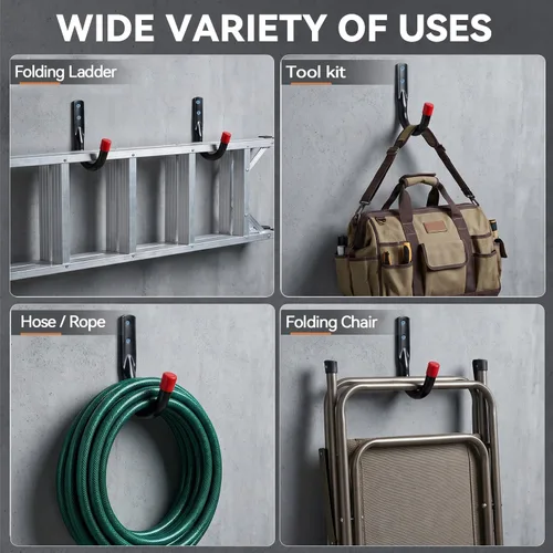 Miniatura 3 de Ganchos de almacenamiento de garaje para montaje en pared, gancho de almacenamiento de acero resistente, ideal para herramientas de jardín