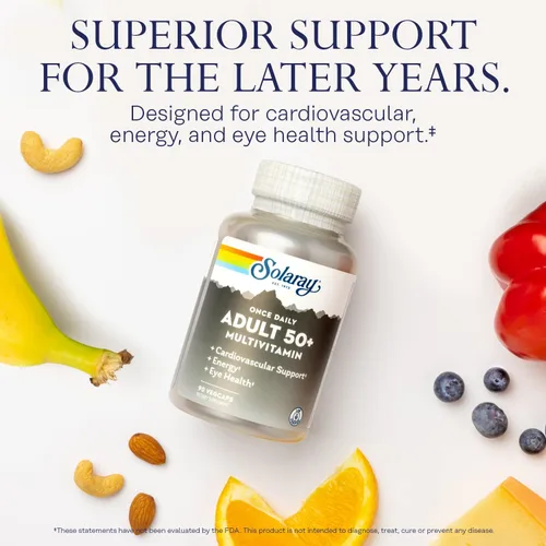 Miniatura 3 de Solaray Once Daily Adult 50+ Multivitamínico completo para mujeres y hombres, vitaminas esenciales y minerales quelados para energía saludable