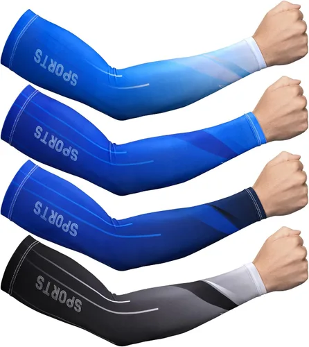 JenPen 4 Pair Arm Sleeves UV Cooling Sun Protection Arm Sleeves Sports Compression for Men to Cover Tattoo