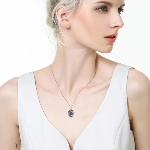 Miniatura 4 de Shusukue Collar con medallón de forma redondacorazónovalada que sostiene imágenes, plata de ley 925, fotos de piedra natal personalizadas, colgante