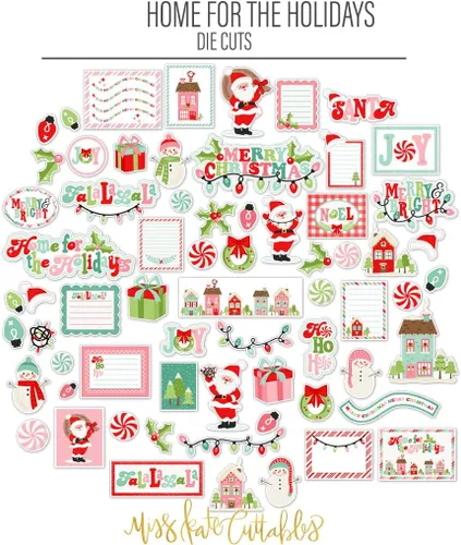 Miniatura 2 de Troqueles de papel - Hogar para las fiestas - para Santa Nochebuena - Más de 60 troqueles de cartulina para álbumes de recortes - por Miss Kate