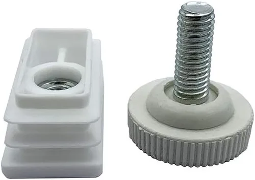 Miniatura 4 de Flyshop 4 juegos de tapones de plástico negros cuadrados tubos, M8 roscado altura ajustable de 0.512 in a 0.984 in, pies niveladores de muebles