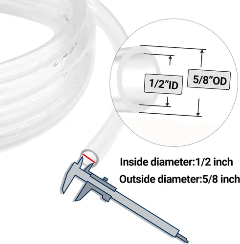 Miniatura 2 de Tubo de vinilo transparente de 1/2 pulgadas de diámetro interior x 5/8 pulgadas de diámetro exterior de -10 pies y 60 PSI, tubo de plástico