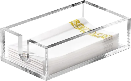 Servilletero acrílico – Bandeja transparente más gruesa para toallas de invitados para baño, cocina, comedor, toallas de mano de papel desechables