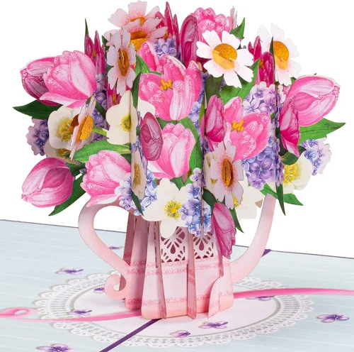 Miniatura 8 de Paper Love Tarjeta de ramo desplegable 3D, regalo para cumpleaños, boda, aniversario, agradecimiento, mejora el día de San Valentín, día de la madre