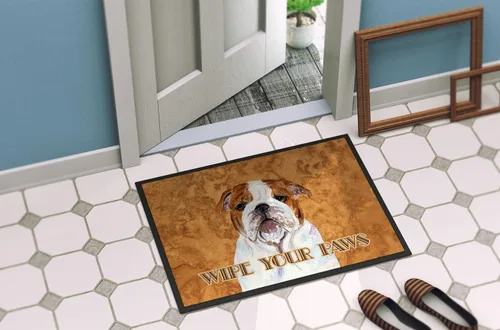 Miniatura 4 de Caroline's Treasures SS4896JMAT Bulldog English Wipe Your Paws - Felpudo para puerta delantera, 24 x 36 pulgadas, para interiores y exteriores