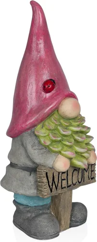 Miniatura 16 de Alpine Corporation Estatua Decorativa de Gnomo de Jardín Tradicional para Exteriores de 12 Pulgadas de Alto para Patio Gnomo de jardín tradicional