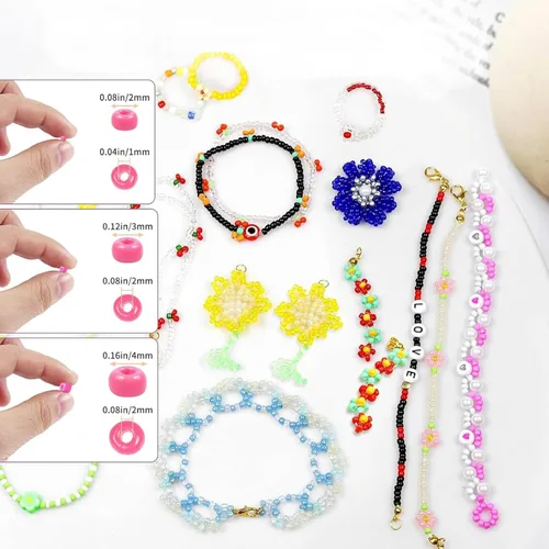 Miniatura 6 de Juego de 54000 cuentas de cristal para hacer joyas, 120 colores de cuentas pequeñas de 0.079 pulgadas (0.079 in), cuentas de pulsera con cuentas