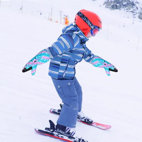 Miniatura 8 de AuSletie Guantes de invierno impermeables para niños, guantes de esquí para la nieve para niñas, guantes de snowboard cálidos con forro de sherpa
