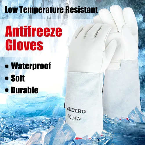 Miniatura 3 de BEETRO - Guantes anticongelantes de -292℉/-180℃ o superior para manejo de hielo seco, nitrógeno líquido, esponja e interior de algodón