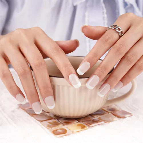 Miniatura 25 de DANNI & TONI Tiras de uñas de gel semicuradas, color rosa champán, ojos de gato, 28 calcomanías de regalo para mujer Aqua Ripple