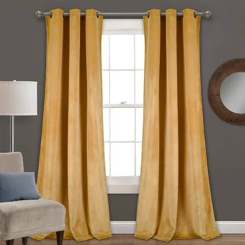 Miniatura 30 de Lush Decor Prima Velvet Sólido - Par de paneles de cortinas para ventana con ojales de filtrado de luz, 95" L x 38" A, Negro