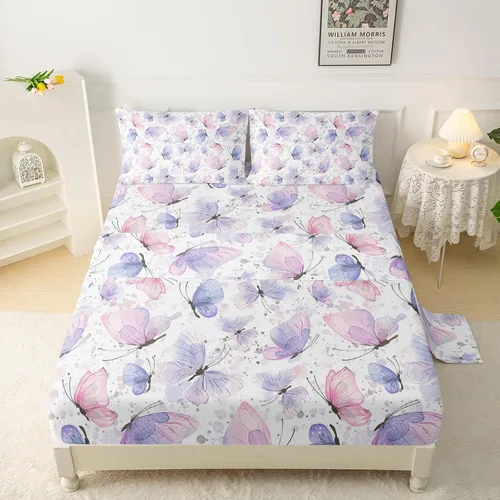 Miniatura 36 de QOOMO Ropa de cama Kawaii Axolotl para niños y niñas, diseño de flor de cerezo rosa, juego de ropa de cama súper suave para niños, con estrellas