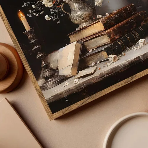 Miniatura 5 de Arte de Pared en Lienzo Enmarcado de Libros de Flores Melancólicas Estilo Victoriano Póster Impresiones Rústicas Flores Antiguas Naturaleza Muerta