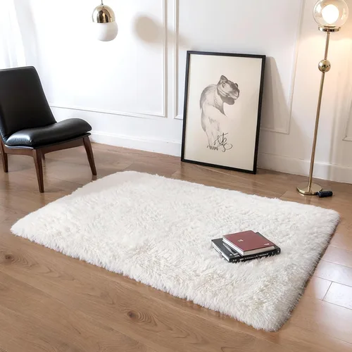 Miniatura 65 de KCHOWUA Alfombras Esponjosas y Peludas de Unicornio para Dormitorio de Niñas, 3x5 pies Lavable Antideslizante Alfombra de Área Shag Peluda para Sala