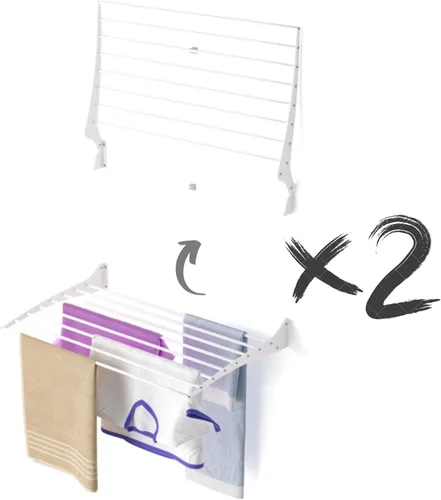 Miniatura 12 de foxydry Tendedero plegable para colgar en la pared, vertical plegable para interiores y exteriores, en acero aluminio (31.5 in)
