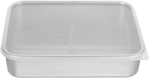 SHOWERORO Caja de acero inoxidable para congelador con estante de malla, contenedor de almacenamiento de alimentos multifunción para refrigerador,