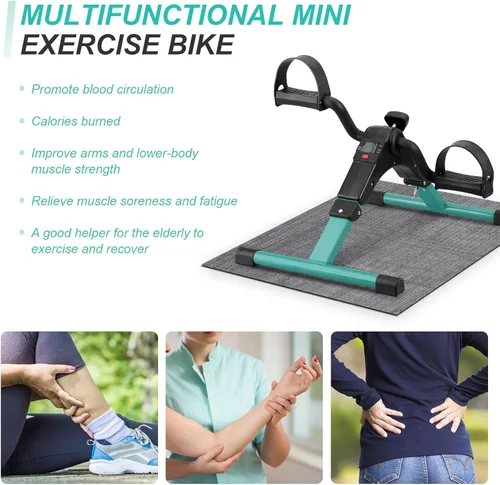 Miniatura 6 de Uten ejercitador de pedales plegable, ejercitador de pedales de bicicleta bajo escritorio, mini bicicleta de ejercicio bajo escritorio con pedal