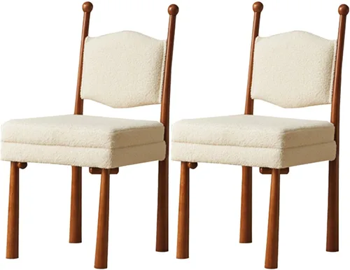 Miniatura 15 de Sillas de comedor de madera, sillas de cocina con material de lana de cordero, asiento tapizado, silla de sala de estar para estudio y comedor, sala
