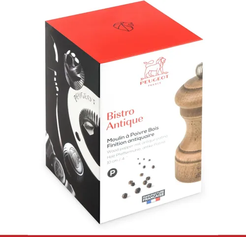 Miniatura 5 de Peugeot 30933 Bistro Antique Distressed Beechwood 4 inch Pepper Mill Madera de haya envejecida