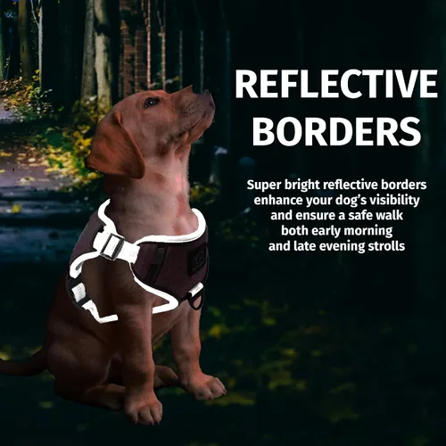 Miniatura 5 de PETORO Arnés reflectante ajustable para perros grandes, chaleco acolchado suave para mascotas de 0.197 in con 2 clips para correa, sin tirones, sin