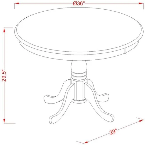 Miniatura 3 de East West Furniture AMT-ABC-TP - Mesa de cocina moderna y antigua, mesa de comedor redonda con base de pedestal, 36 x 36 pulgadas, crema