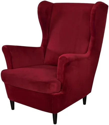 Miniatura 11 de OBCREAT Fundas para silla Wingback, 2 piezas de terciopelo elástico con respaldo de ala, fundas de sofá para silla de ala suave con parte inferior