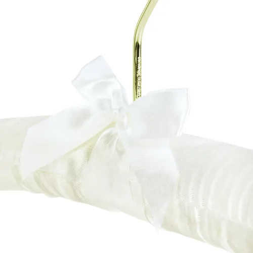 Miniatura 5 de HANGERWORLD 4 perchas acolchadas clásicas de satén marfil de 17 pulgadas para vestido de novia antideslizantes con gancho dorado
