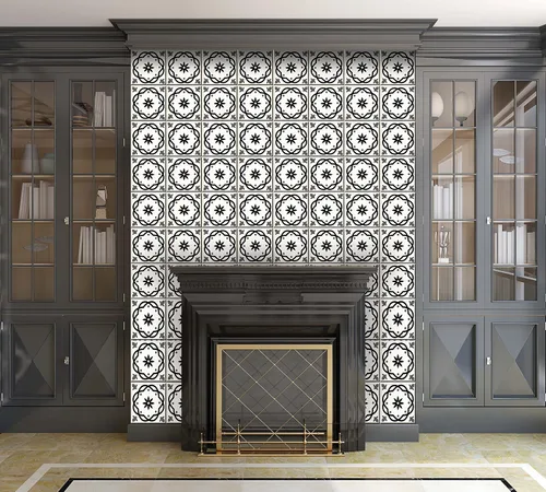 Miniatura 7 de Juego de 24 calcomanías para azulejos de la colección Black & White, para azulejos en muro, para baño y cocina, fácil de aplicar, simplemente