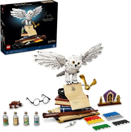 LEGO Harry Potter Hogwarts Icons - Edición Coleccionista 76391 Modelo coleccionable del 20 aniversario, con 3 minifiguras doradas exclusivas: