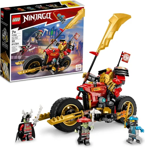 LEGO NINJAGO Kai’s Mech Rider EVO 71783, juguete de moto ninja actualizable, figura de acción Mech y 2 minifiguras de guerrero óseo, juguetes