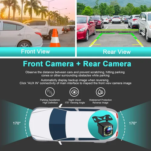Miniatura 5 de Receptor de audio de radio para auto de doble DIN para Apple Carplay, Android Auto, Mirror Link, pantalla táctil de 7 pulgadas, cámara de reversa