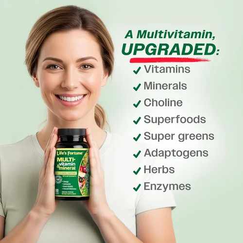 Miniatura 4 de Life’s Fortune multi vitamínico y mineral, fuente de energía natural que suministra concentrados de alimentos enteros, 180 pastillas
