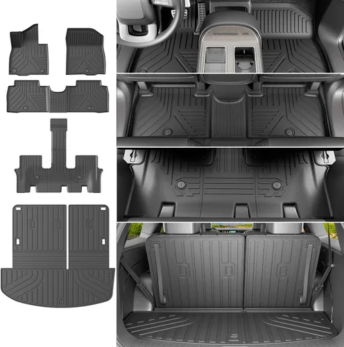 Miniatura 46 de powoq Tapete de suelo compatible con Honda Pilot 2016-2022 con alfombrilla de respaldo, forro de carga de repuesto para accesorios Honda Pilot