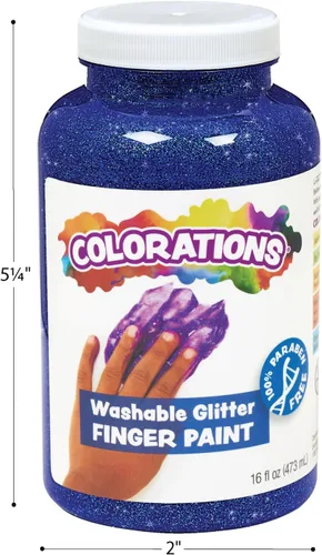 Miniatura 7 de Colorations Pintura de Glitter Lavable Azul, 16oz - Gran Experiencia Sensorial para Niños Pequeños y Bebés, No Tóxica