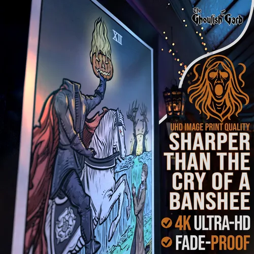 Miniatura 6 de Tapiz de cartas del tarot de la muerte, jinete sin cabeza, La leyenda del somnoliento hueco, gótico, Halloween, decoración para colgar en la pared