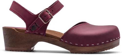 Miniatura 15 de Sandgrens Zuecos de madera sueca hechos a mano para mujer, sandalias de tacón bajo Zaragasso