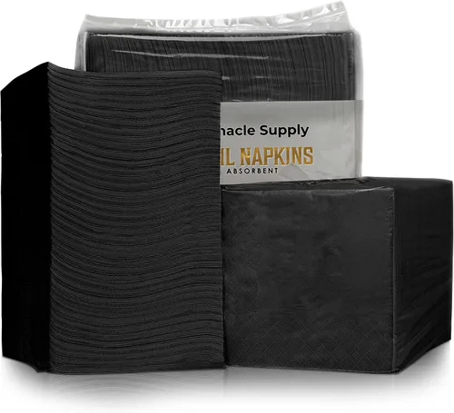 Miniatura 5 de Paquete de 500 servilletas de cóctel de papel – Servilletas de 3 capas negras de calidad – Servilletas de restaurante, evento y bar – Servilletas