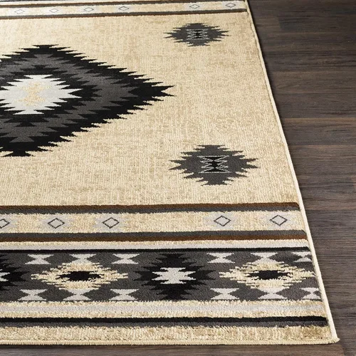 Miniatura 5 de Hoylake Southwestern - tapete estilo tribal, azteca, indio americano e indie, felpudo, pequeño, marrón, gris, negro, 1 pie y 10 pulgadas por 2 pies