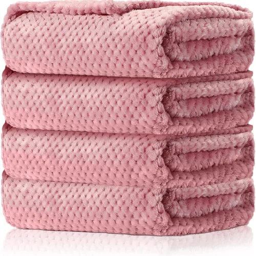 Miniatura 11 de Reginary 4 Pack Fuzzy Blanket 30 x 40'' Waffle Flannel Baby Throw Blankets Warm Nursery & Crib Blankets for Girl & Boy Newborn Infant
