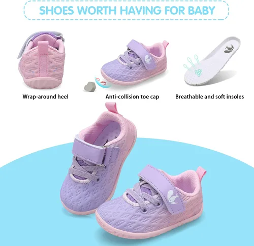 Miniatura 4 de FEETCITY Zapatillas de bebé para niños y niñas, zapatos de primera caminata, zapatos de cuna para recién nacidos, zapatos de meter